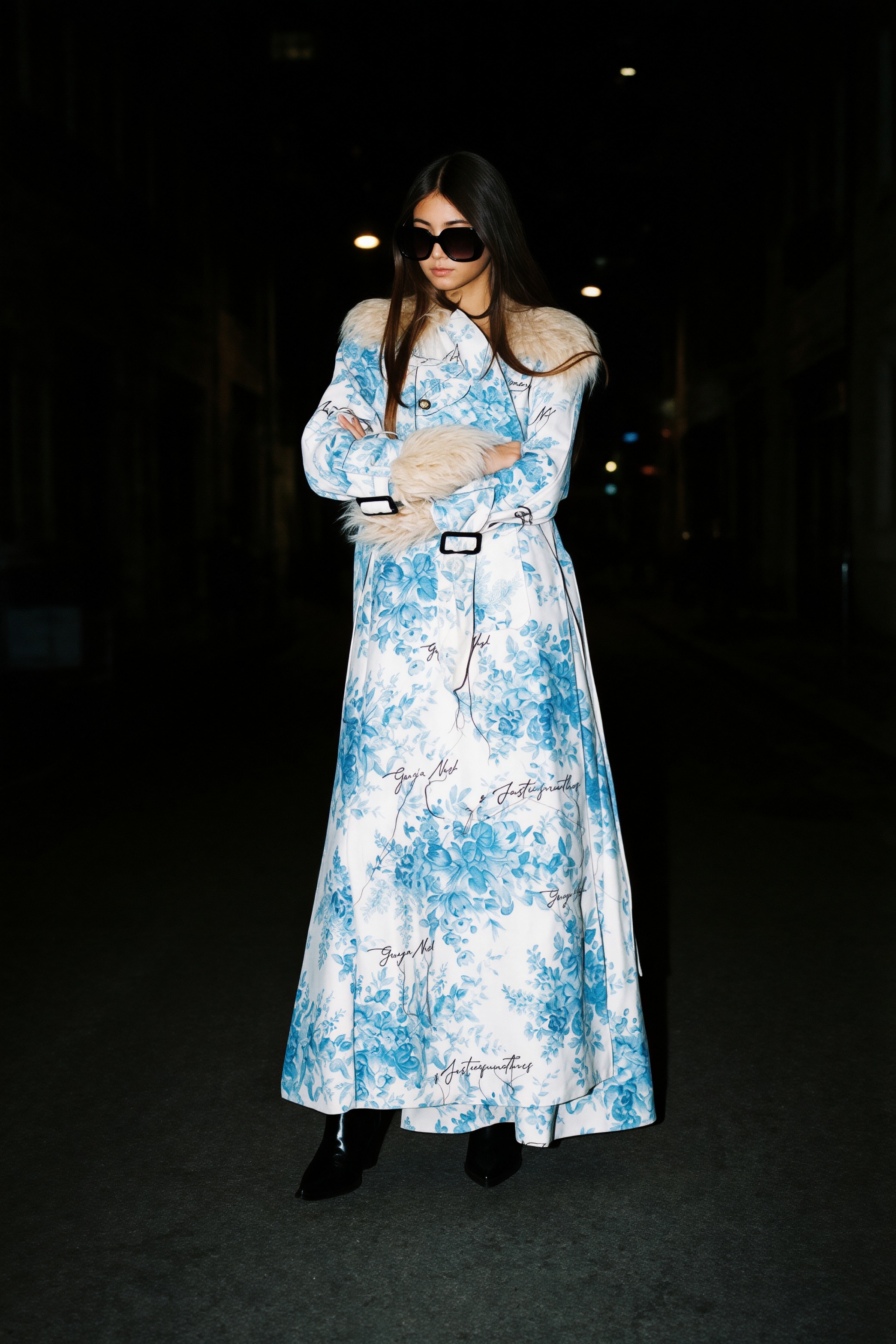 [JUSTICE FOR MOTHERS] Logo sheepskin collar and cuff Maxi coat